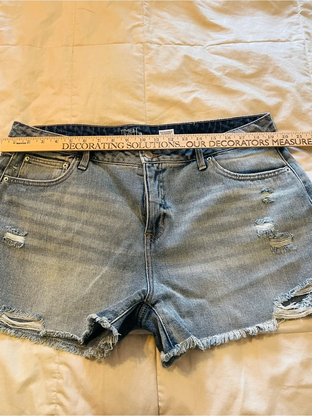 Time and Tru Light Blue Distressed Denim Shorts